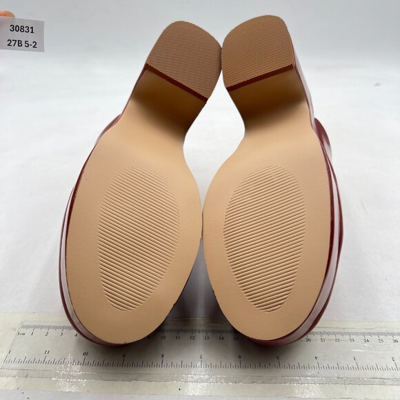 Pazzion Brown Red Thick Platform Rounded Toe Mules Clogs Slip On Chunky Heel Sl - Picture 6 of 7